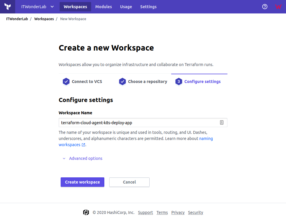 Terraform Cloud: Configure Workspace Name