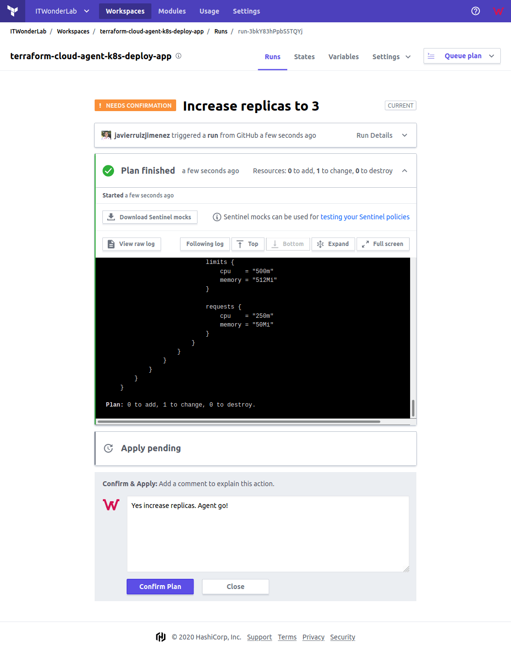 Terraform Cloud: Triggered Run by GitHub Repository change