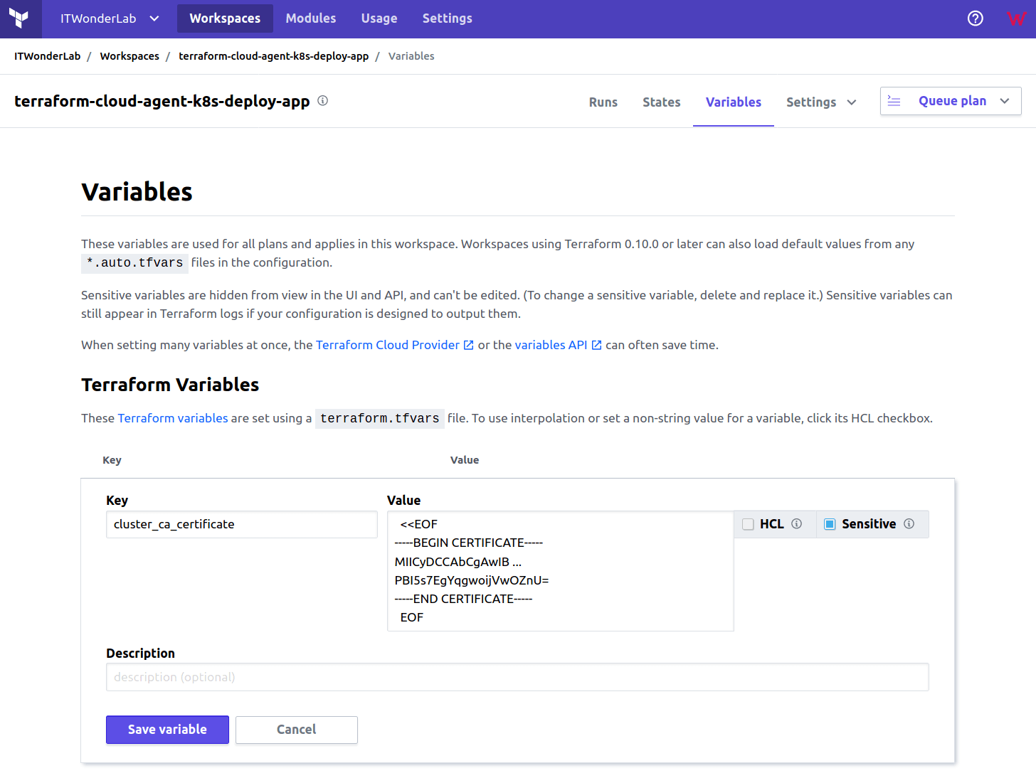Screenshot 2020 08 18 Variables ITWonderLab Terraform Cloud