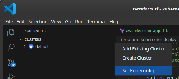 k3s vs code set kubeconfig