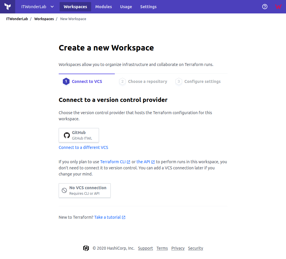 Screenshot 2020 08 14 New workspace ITWonderLab Terraform Cloud 1