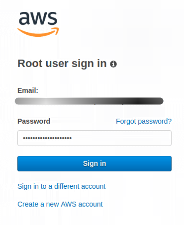Create an AWS IAM User for Demos 2 AWS Root user sign in interface